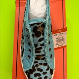 Montana West Turquoise and Leopard Print Slip-on Sneakers